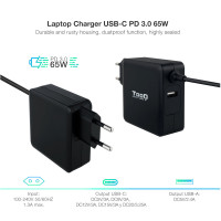 Cargador de Portátil TooQ TQLC-USBC65PD USB-C 65W Automático Voltaje 5-20V