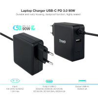 Cargador de Portátil TooQ TQLC-USBC90PD USB-C 90W Automático Voltaje 5-20V