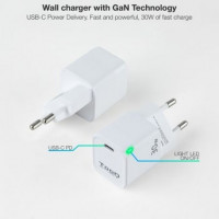 Tooq Cargador pared GAN USB-C/PD 30W, Blanco