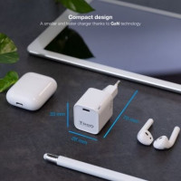 Tooq Cargador pared GAN USB-C/PD 30W, Blanco