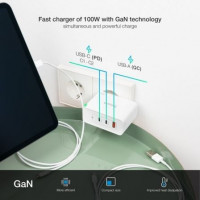 Tooq Cargador pared GAN 2xUSB-C 1xUSB-A 100W