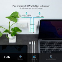 Tooq Cargador pared GAN 2USB-C/PD+USB-A/QC 65W