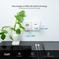 Tooq Cargador pared GAN USB-C/PD+USB-A/QC 45W
