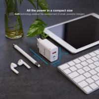 Tooq Cargador pared GAN USB-C/PD+USB-A/QC 45W