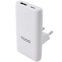 Tooq Cargador pared GAN USB-C/PD + USB-A/QC 65W