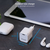 Tooq Cargador de Pared USB-C PD20W, Blanco