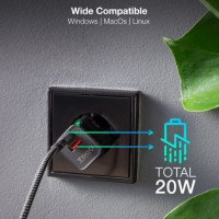 Tooq Cargador pared USB-C PD +USB-A QC 20W Negro