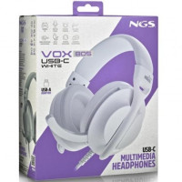 Auriculares NGS VOX805 USB-C/ con Micrófono/ USB Tipo-C/ Blancos